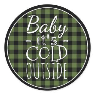 Green Black Buffalo Checks Country Plaid Pattern Classic Round Sticker