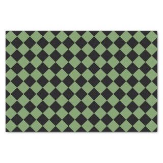 Green Black Checker Diamond Pattern Tissue Paper