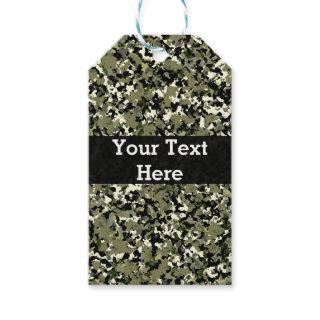 Green Black Cream Camouflage Pattern Favor Gift Tags
