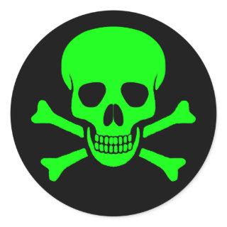 Green & Black Skull & Crossbones Sticker
