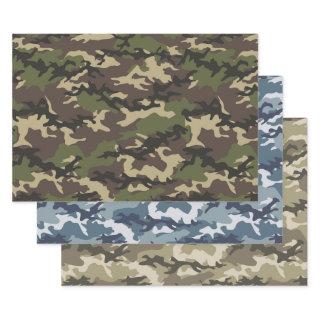 Green, Blue & Brown Camo Camouflage  Sheets