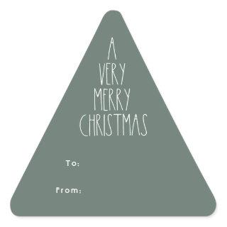 Green Boho Christmas Gift Triangle Sticker
