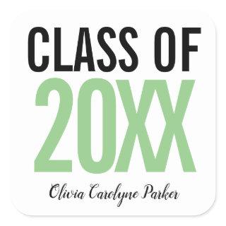 Green Bold Personalized Graduation ANY YEAR Square Sticker