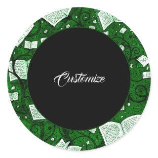 Green Books Background Classic Round Sticker