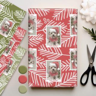 Green Branches Merry Calligraphy Photo white type  Sheets