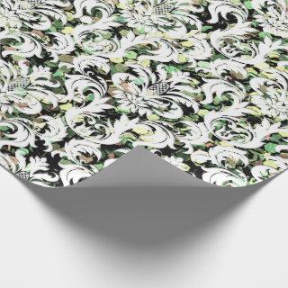 Green Cali  Mint White Metallic Damask Sequin