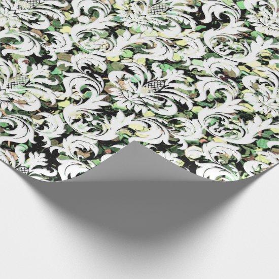 Green Cali  Mint White Metallic Damask Sequin