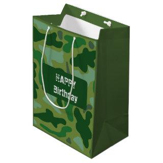 Green Camo Design Guys Birthday Gift Bag