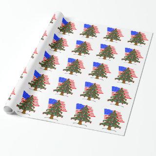 Green Camouflage Christmas Tree With American Flag
