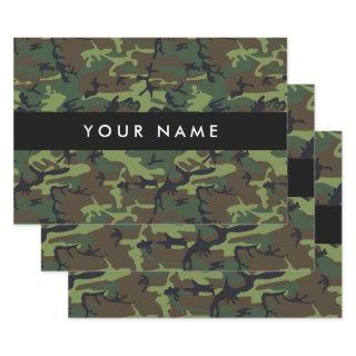 Green Camouflage Pattern, Your name, Personalize  Sheets