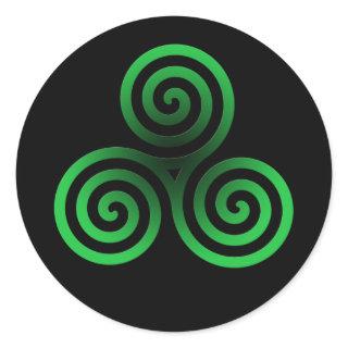 Green Celtic Triskele Classic Round Sticker