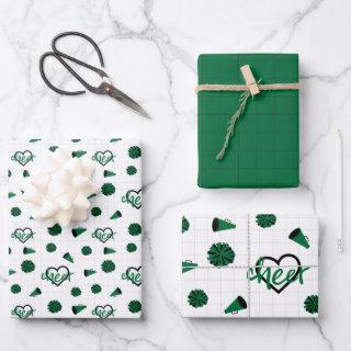 Green Cheer Hearts, Pom Poms, Megaphone Pattern  Sheets
