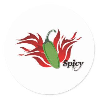 Green Chili Pepper Design Classic Round Sticker