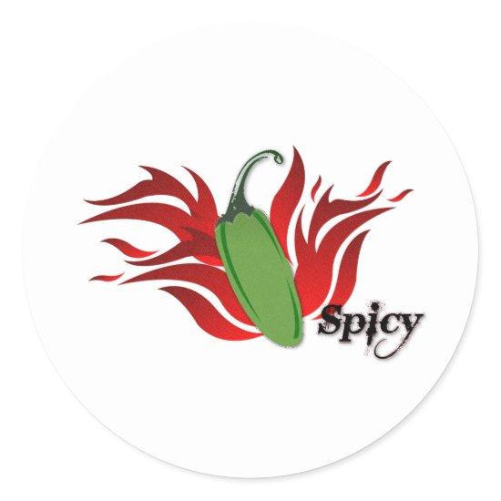 Green Chili Pepper Design Classic Round Sticker