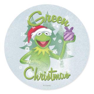 Green Christmas Classic Round Sticker