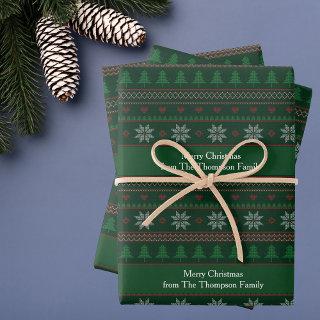 Green Christmas Tree Snowflakes Pattern Custom  Sheets