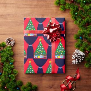 Green Christmas Tree with Blue Curtains: