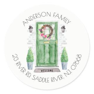 Green Door | New Home Address Label Sticker