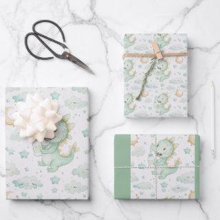 Green Dragon Baby Pastel Watercolor Pattern   Sheets