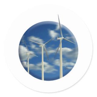 Green Energy Wind Turbine Classic Round Sticker
