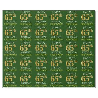 Green, Faux Gold "HAPPY 65th BIRTHDAY"