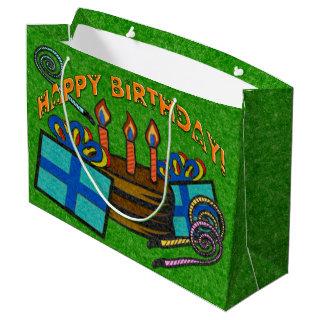 Green Felt Board Birthday Large Gift Bag