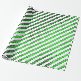 Green Foil Diagonal Striped Pattern