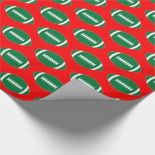 Green Footballs on Red Background Christmas Gift