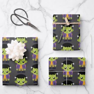 Green Frankenstein Monster Halloween Pattern  Sheets