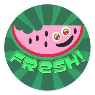 Green Fresh Melon Classic Round Sticker