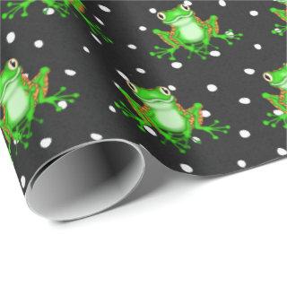 Green Frogs On Polka Dots