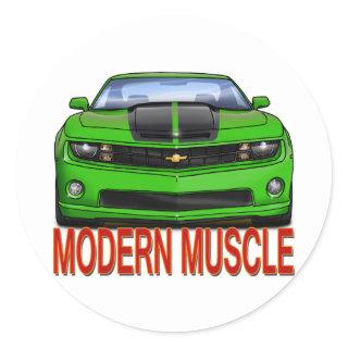 GREEN_FRONT_CAMARO.png Classic Round Sticker