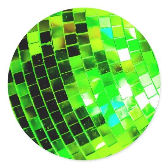 Green Funky Disco Ball Classic Round Sticker