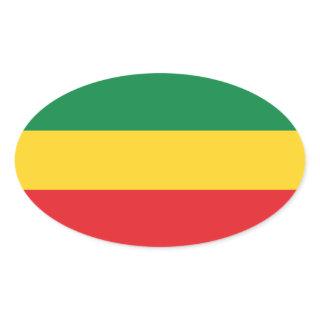 Green, Gold (Yellow) and Red Colors Flag Oval Sticker