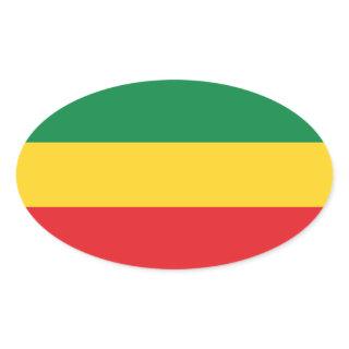 Green, Gold (Yellow) and Red Colors Flag Oval Sticker