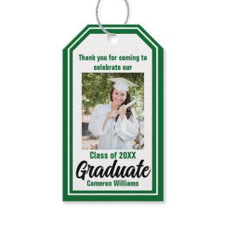 Green Graduate Photo Personalized 2024 Graduation Gift Tags