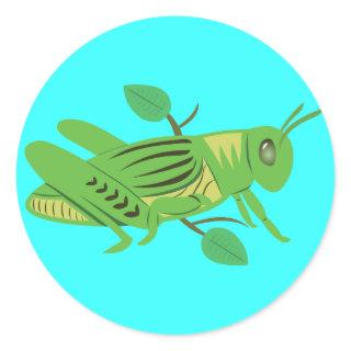 Green Grasshopper Classic Round Sticker