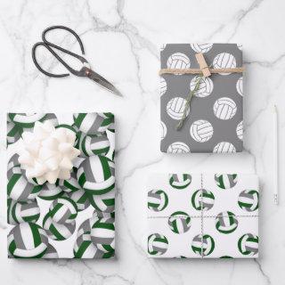 green gray 3 pc coordinating volleyball patterns  sheets