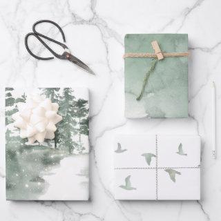 Green, Grey and White Winter Assorted   Sheets