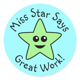 Green Happy Star Great Work Stickers