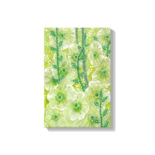 Green Hollyhock Mallow Malva Flower Floral Collage Canvas Print