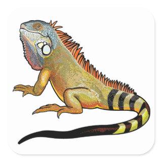 green iguana square sticker