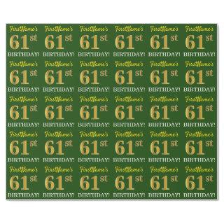 Green, Imitation Gold Look "61st BIRTHDAY"