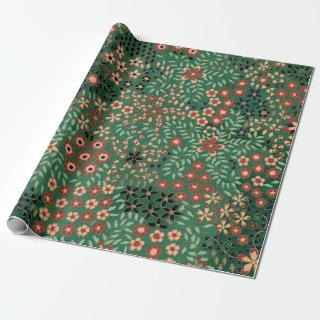 Green Japanese flower background traditional flora