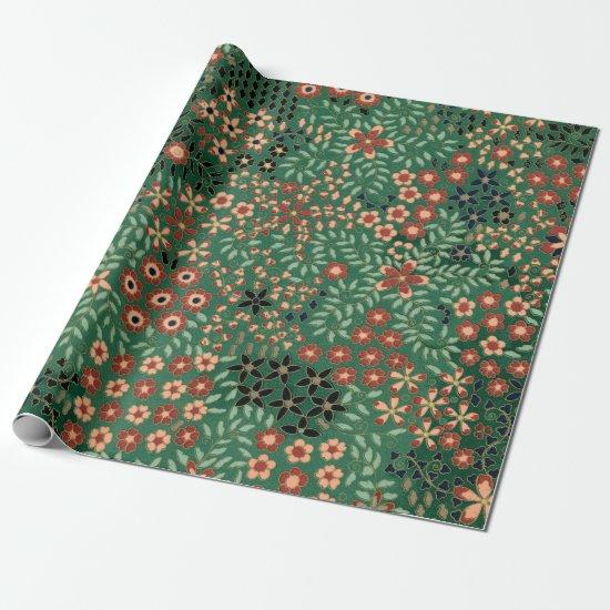 Green Japanese flower background traditional flora