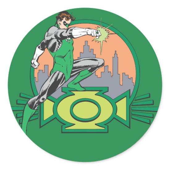Green Lantern City Background and Logo Classic Round Sticker