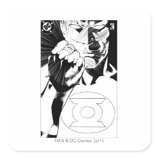 Green Lantern close up cover, Black and White Square Sticker