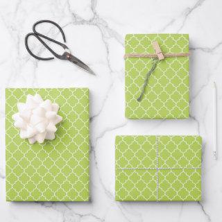 Green Latticework, Quatrefoil, Moroccan Trellis  Sheets