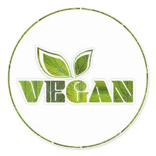 Green Leaf Lines Vegan Design Classic Round Sticker