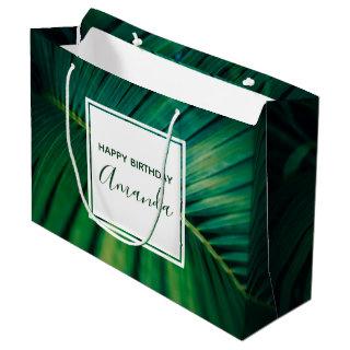 Green Leaf Tropical Forest Nature Photo Birthday Large Gift Bag